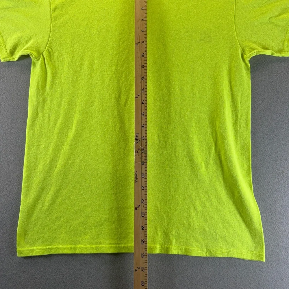 Bone Collector Fishing Shirt Mens Medium Neon Yellow Green Skeleton Fish Graphic